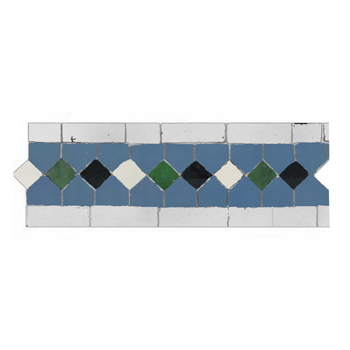 Mosaic House Moroccan tile Dfira DRH-H 2-1-10-6 Sm Light Blue White Green Black  zellige, mosaic, zellij, border, glaze, simple, traditonal 